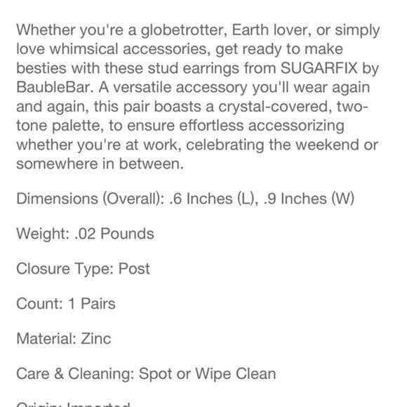 SugarFix By Baublebar Globetrotter Earrings Post Back Gold Tone Studs - Picture 6 of 11